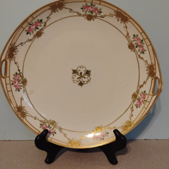 Nippon Japan Gold Encrusted Round Plate Vintage - Picture 3 of 4